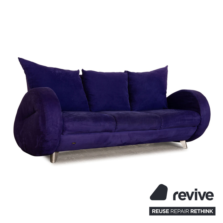 Canapé trois places Bretz Popeye en tissu bleu violet