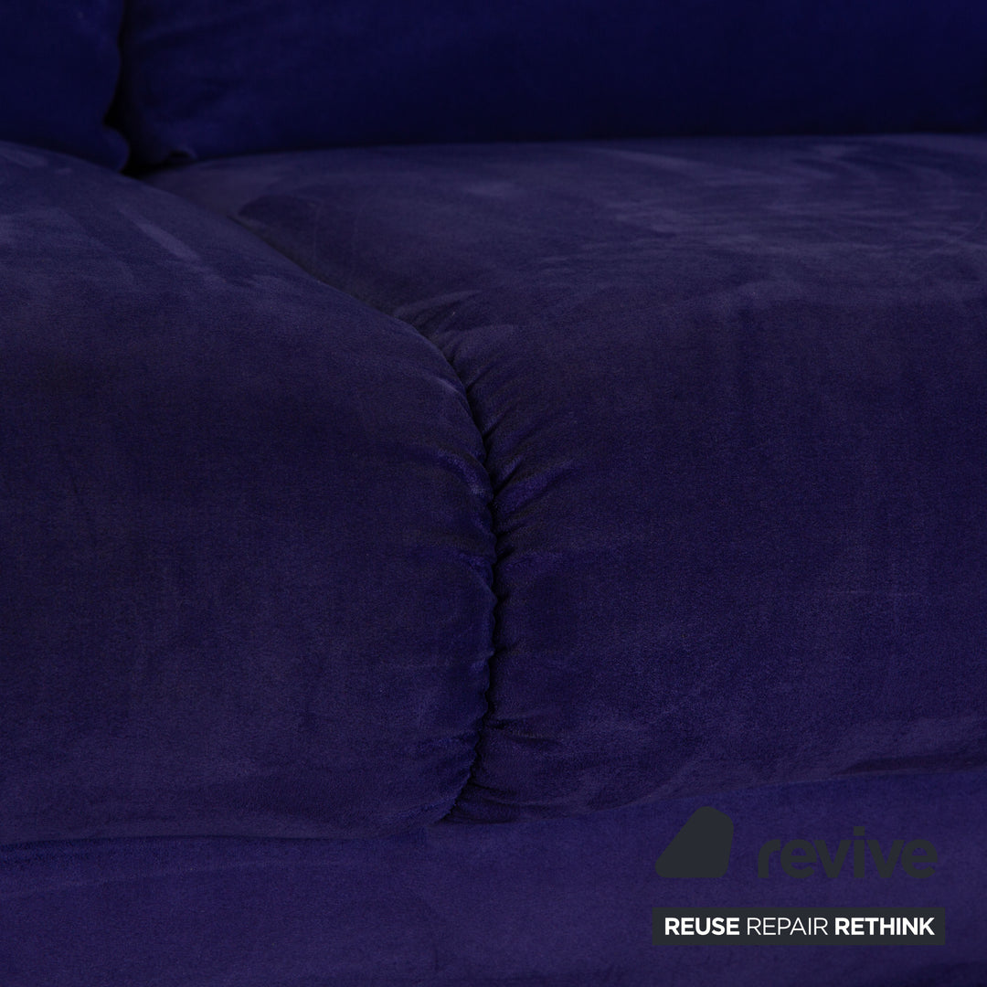 Canapé trois places Bretz Popeye en tissu bleu violet