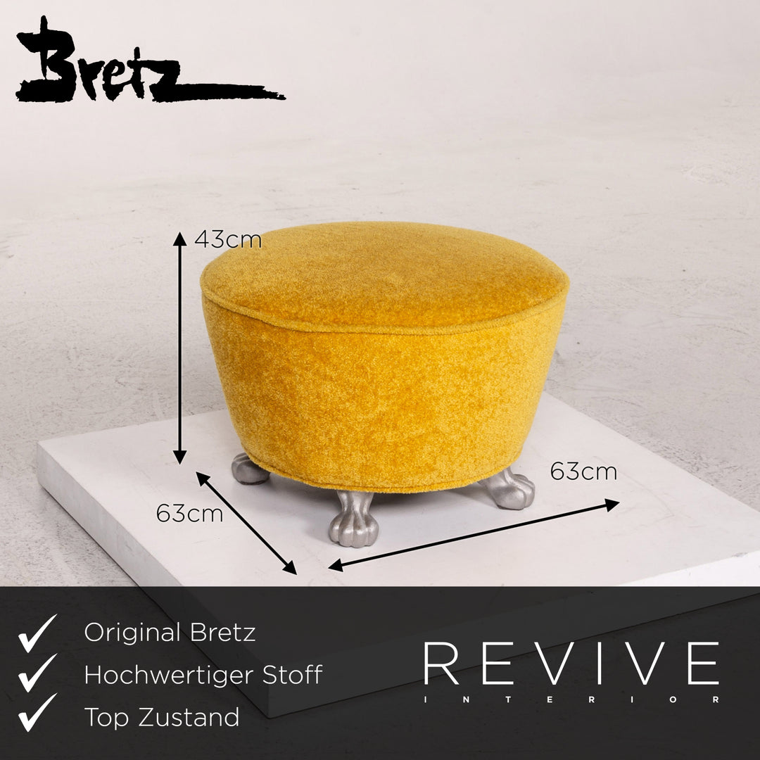 Bretz Samt Stoff Hocker Gelb #13559