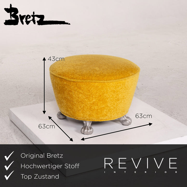 Bretz Samt Stoff Hocker Gelb #13559