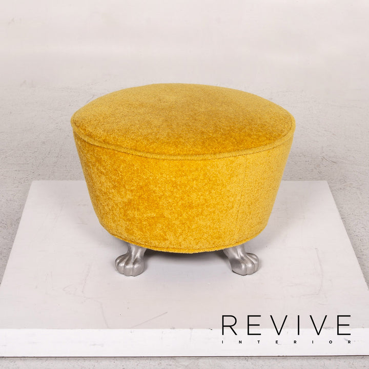Bretz Samt Stoff Hocker Gelb #13559