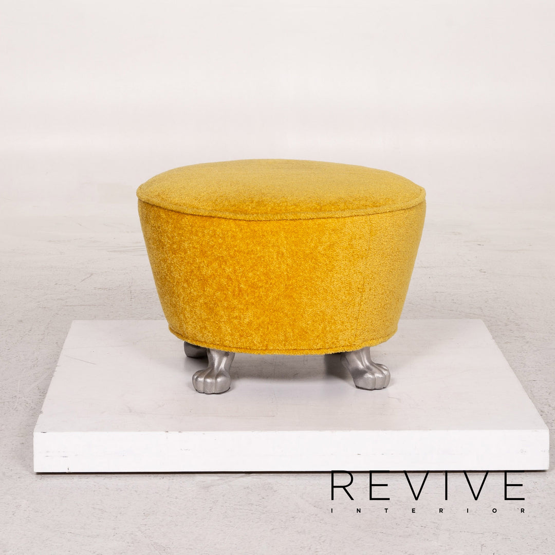Bretz Samt Stoff Hocker Gelb #13559