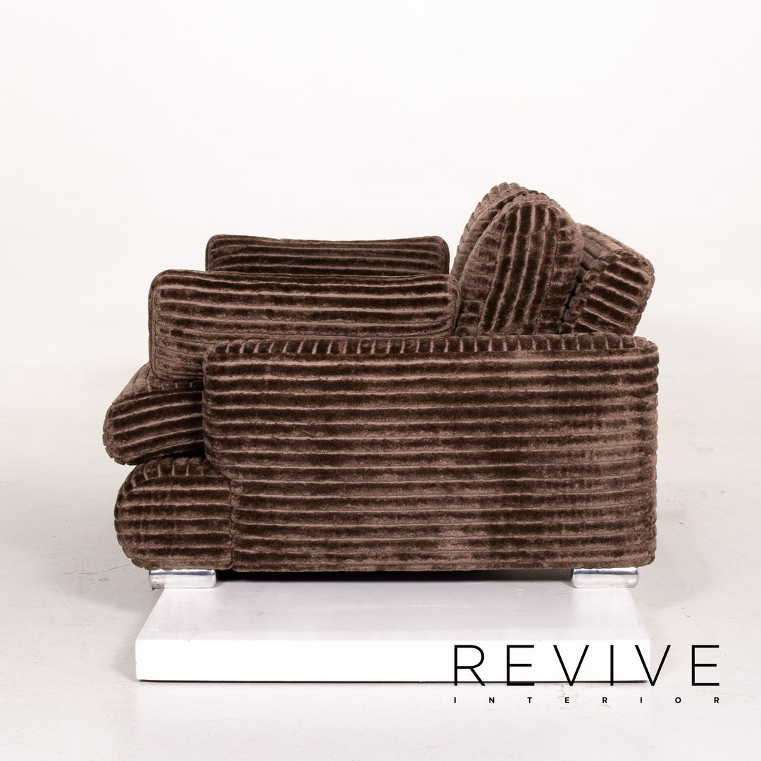 Canapé en tissu velours Bretz marron canapé deux places #14297