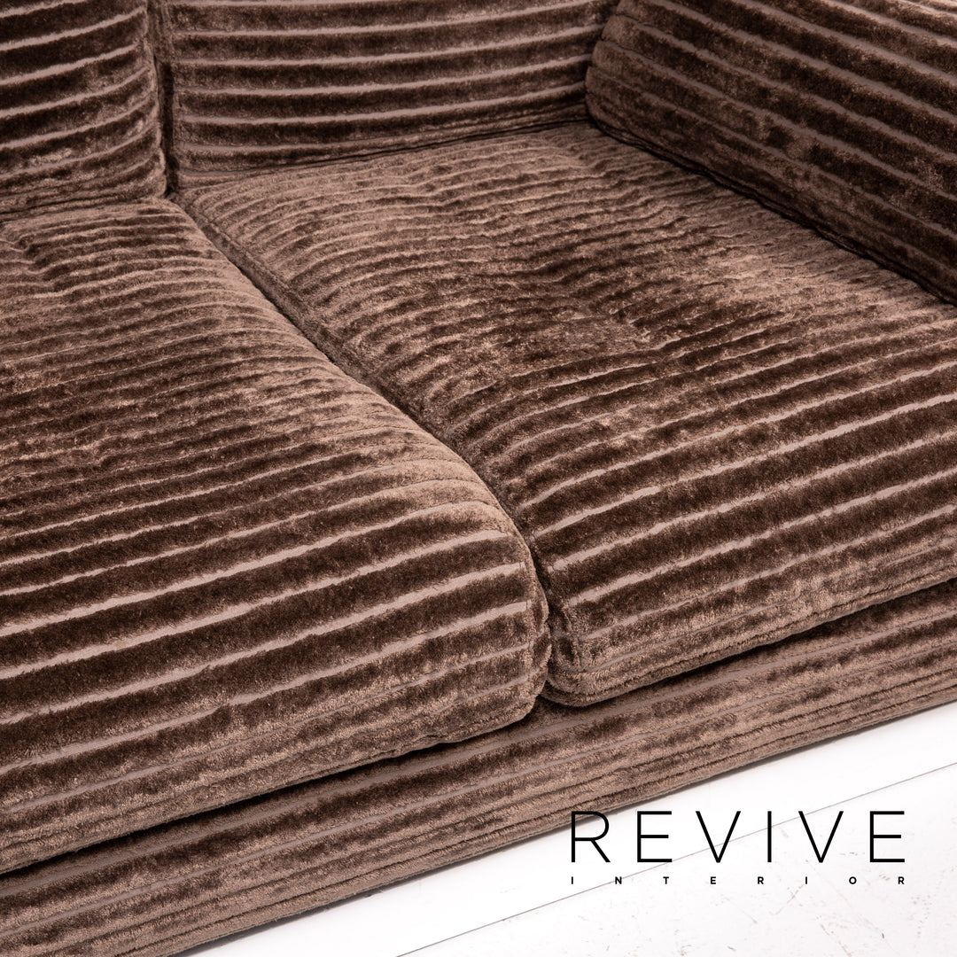 Canapé en tissu velours Bretz marron canapé deux places #14297