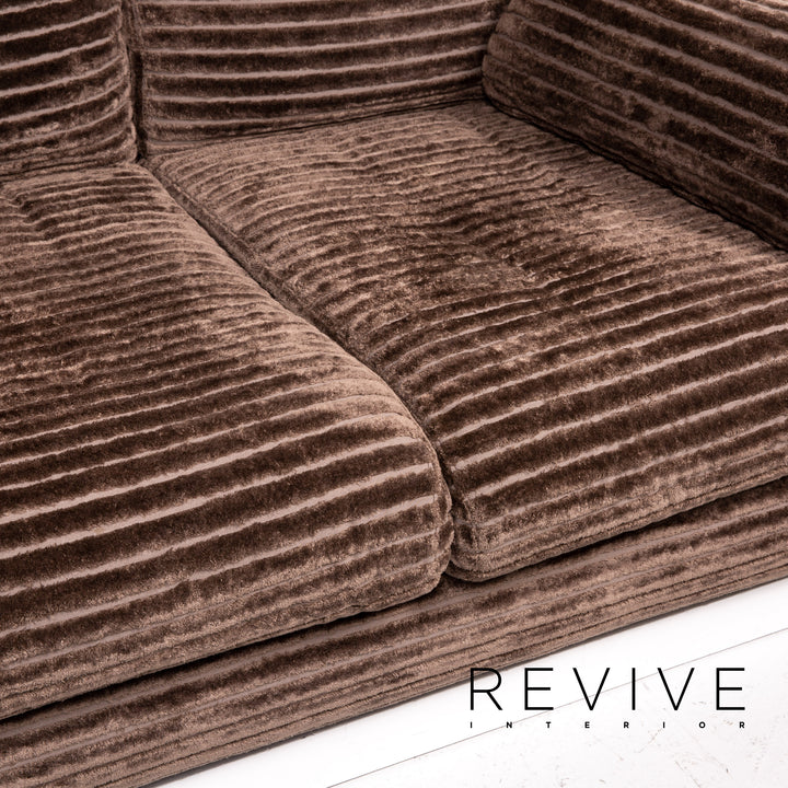 Canapé en tissu velours Bretz marron canapé deux places #14297