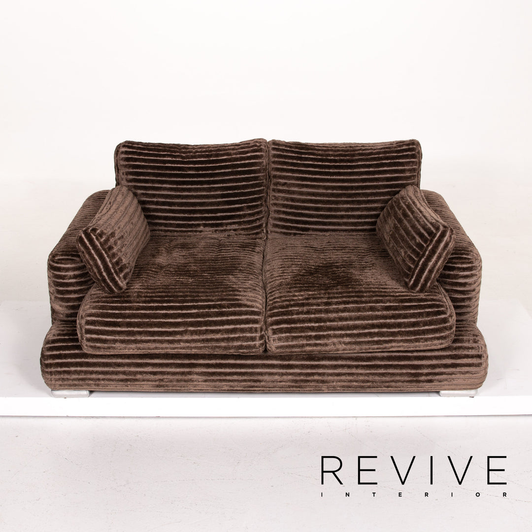 Canapé en tissu velours Bretz marron canapé deux places #14297