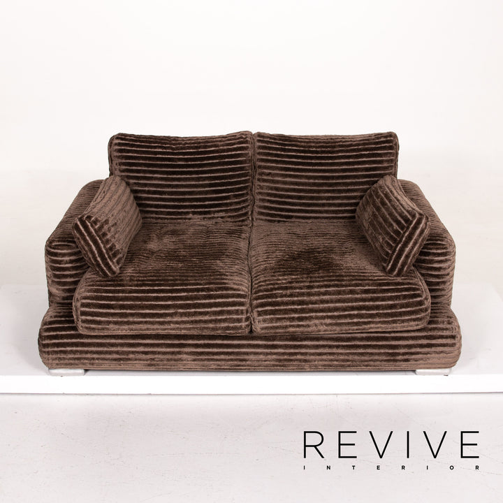 Canapé en tissu velours Bretz marron canapé deux places #14297