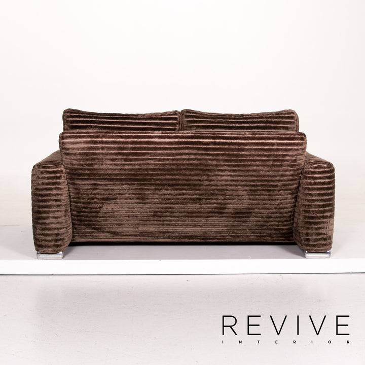 Canapé en tissu velours Bretz marron canapé deux places #14297