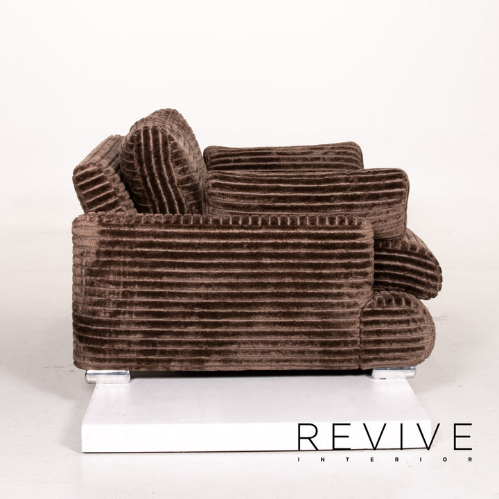 Canapé en tissu velours Bretz marron canapé deux places #14297