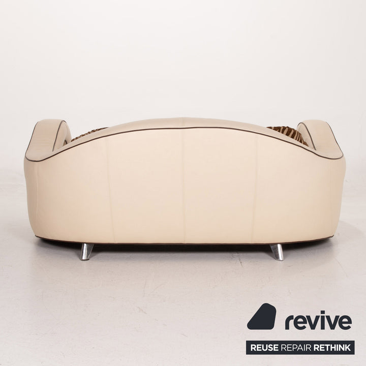 Bretz Slow Rider Leder Sofa Creme Braun Dreisitzer Couch