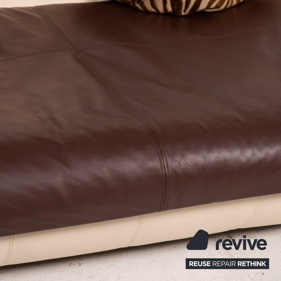 Bretz Slow Rider Leder Sofa Creme Braun Dreisitzer Couch