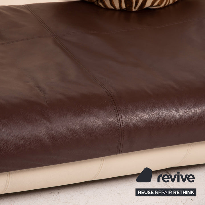 Bretz Slow Rider Leder Sofa Creme Braun Dreisitzer Couch