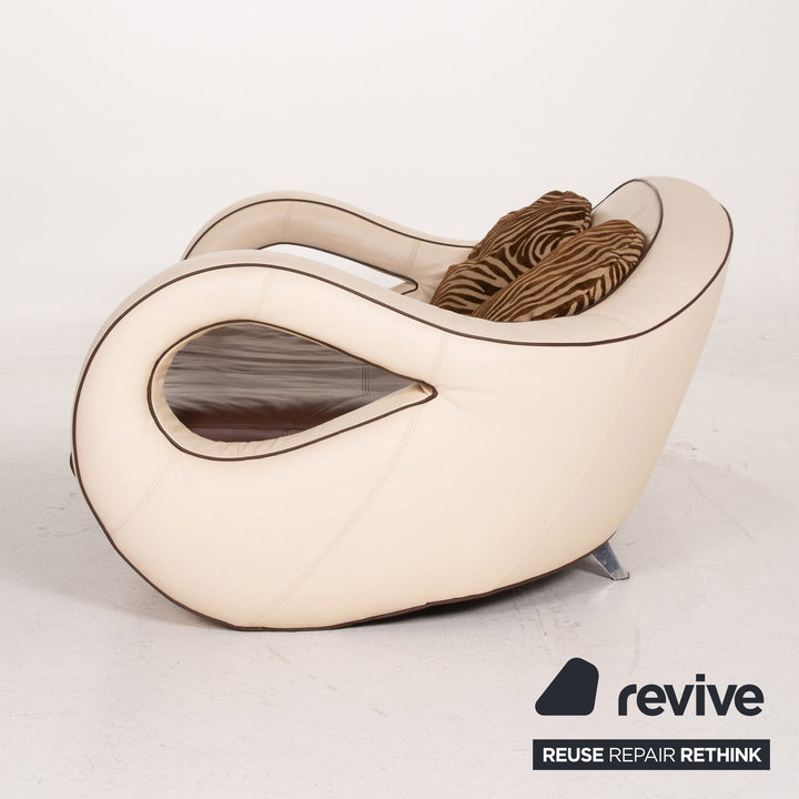 Bretz Slow Rider Leder Sofa Creme Braun Dreisitzer Couch