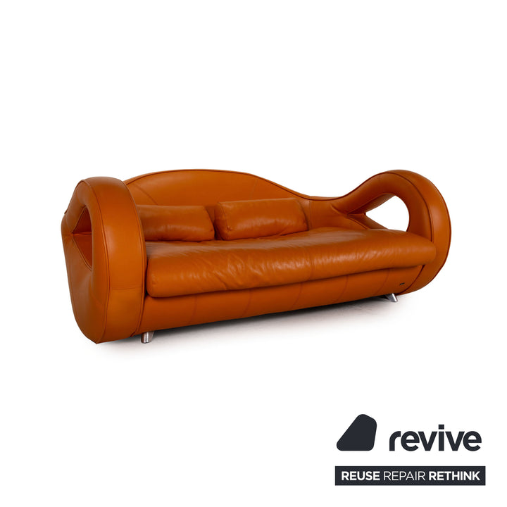 Bretz Slow Rider Leder Sofa Orange Dreisitzer Couch