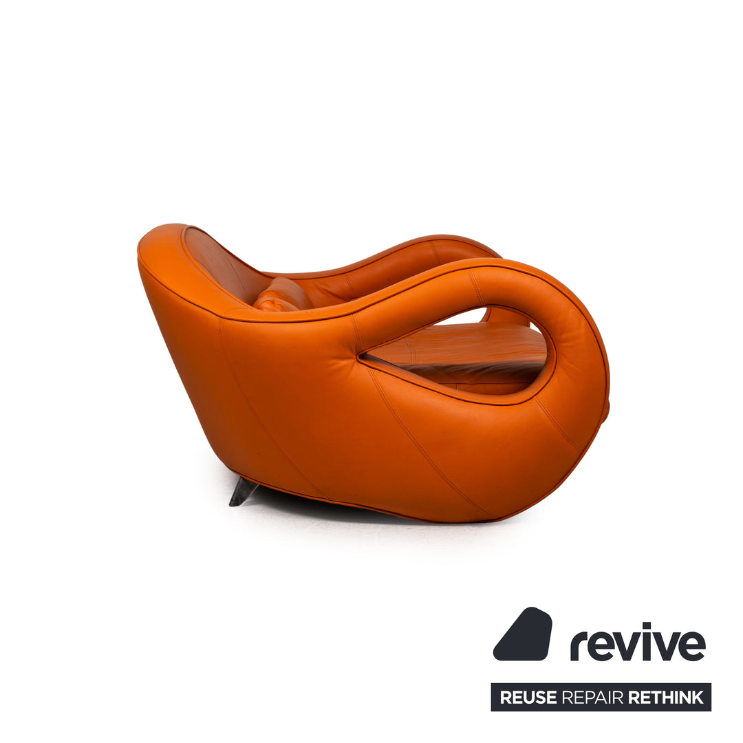 Bretz Slow Rider Leder Sofa Orange Dreisitzer Couch