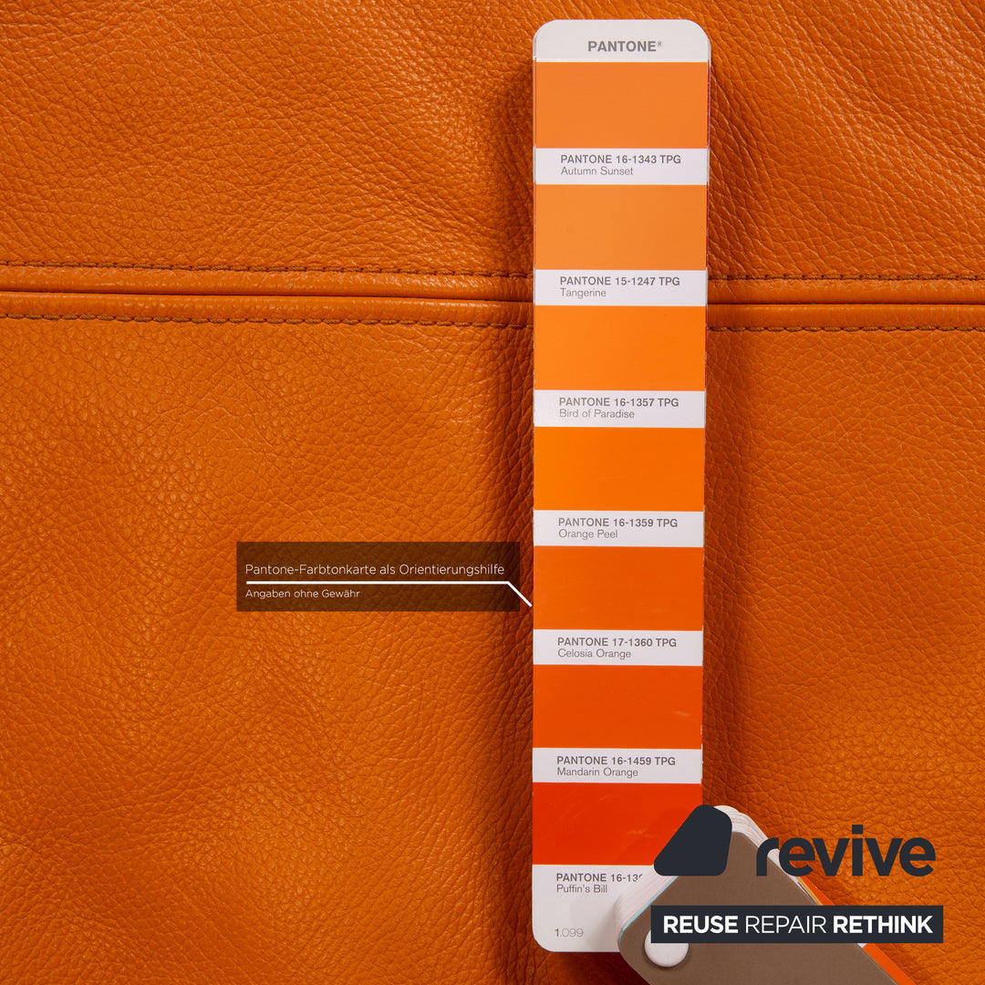 Bretz Slow Rider Leder Sofa Orange Dreisitzer Couch