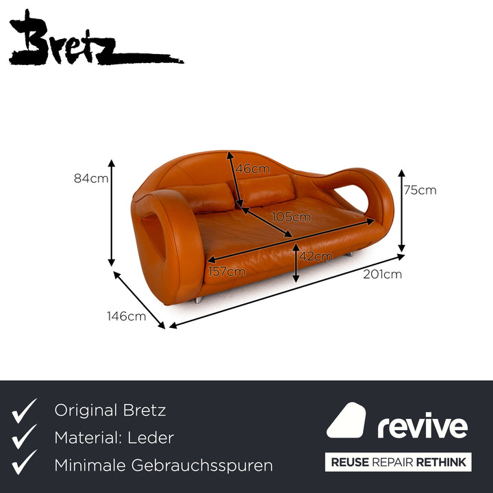 Bretz Slow Rider Leder Sofa Orange Dreisitzer Couch