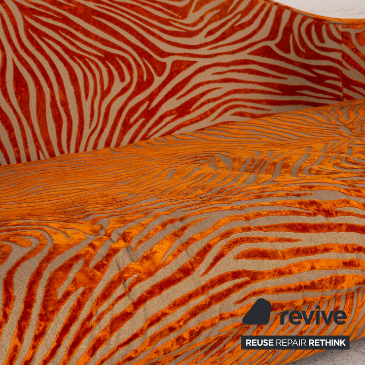 Canapé en tissu Bretz Slow Rider orange, motif de canapé quatre places