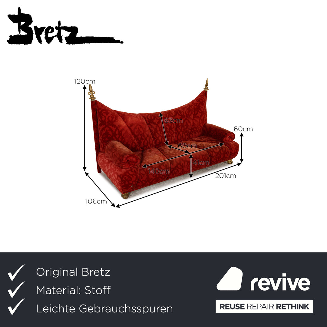 Bretz Stoff Dreisitzer Rot Sofa Couch