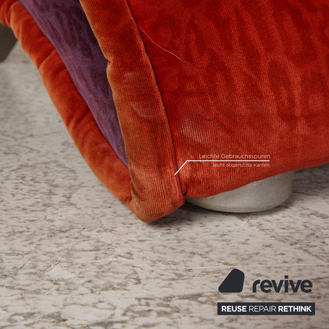 Bretz Stoff Hocker Pink Blau Neubezug