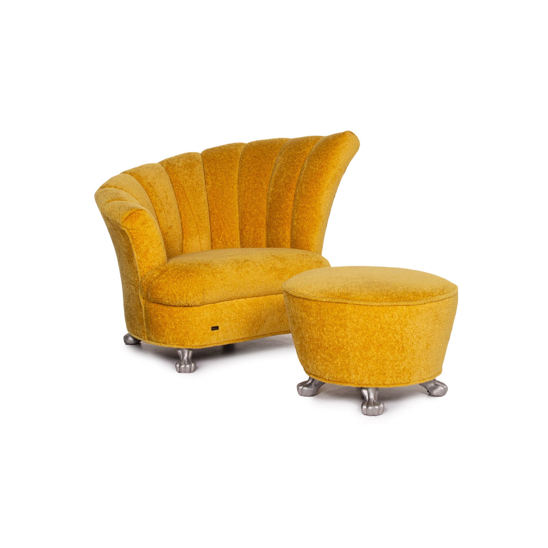 Bretz Stoff Sessel Garnitur Gelb 1x Sessel 1x Hocker #13708