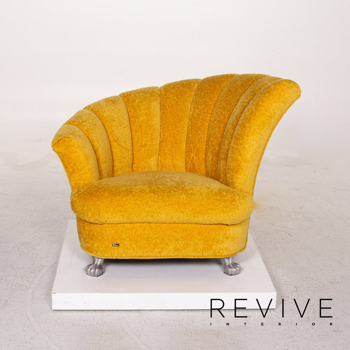 Bretz Stoff Sessel Garnitur Gelb 1x Sessel 1x Hocker #13708