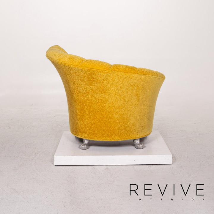 Bretz Stoff Sessel Garnitur Gelb 1x Sessel 1x Hocker #13708