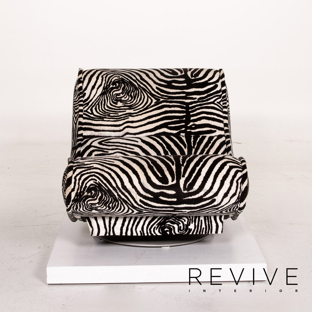 Bretz Stoff Sessel inkl. Hocker Zebra Schwarz Weiß Wippfunktion Funktion #14806