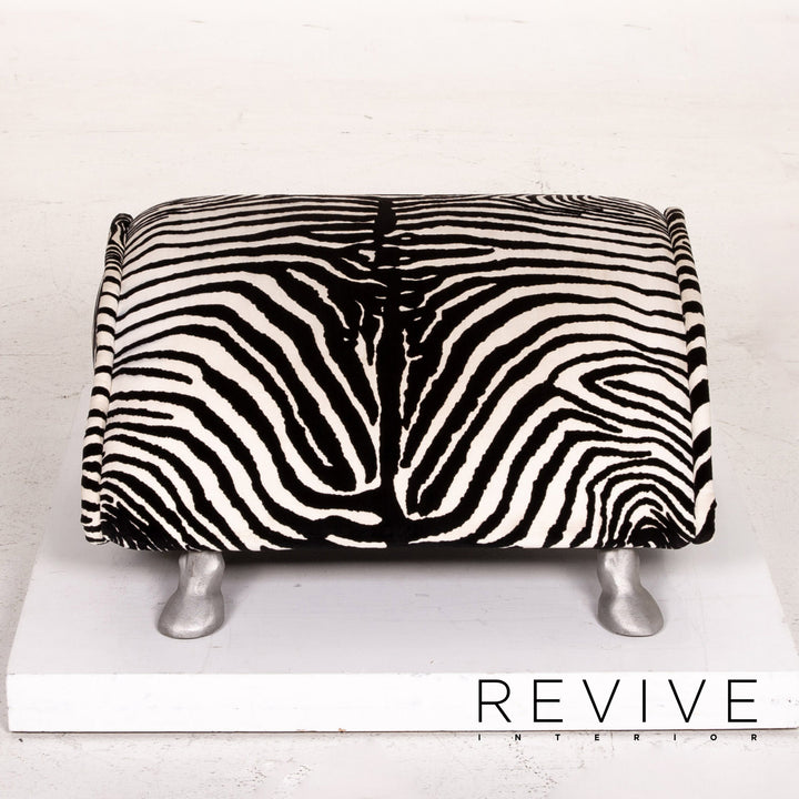 Bretz Stoff Sessel inkl. Hocker Zebra Schwarz Weiß Wippfunktion Funktion #14806