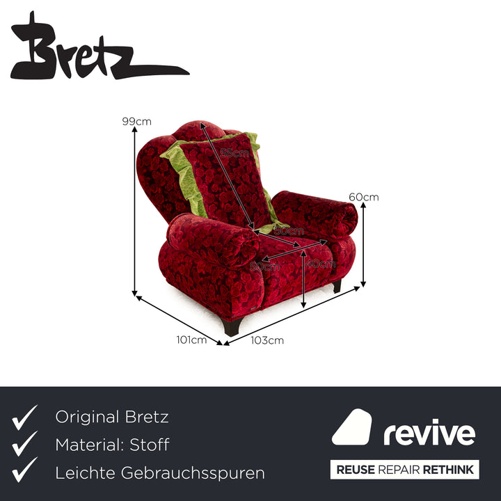 Bretz Stoff Sessel Rot inkl. Hocker