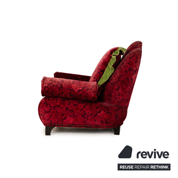 Bretz Stoff Sessel Rot inkl. Hocker