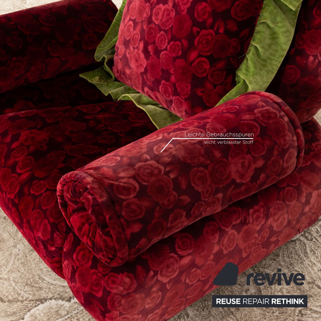 Bretz Stoff Sessel Rot inkl. Hocker