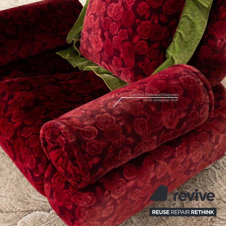 Bretz Stoff Sessel Rot inkl. Hocker