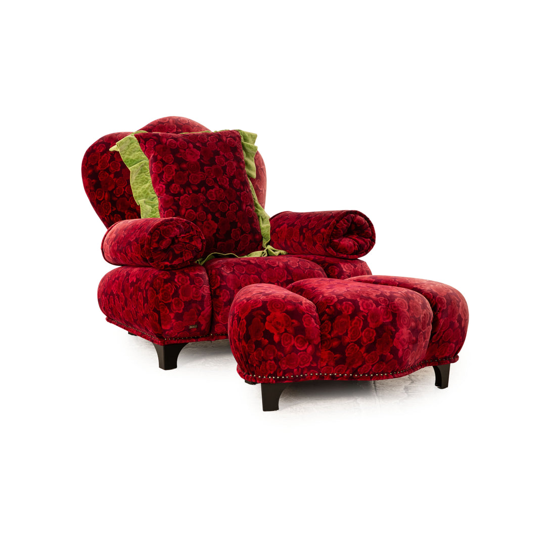 Bretz Stoff Sessel Rot inkl. Hocker