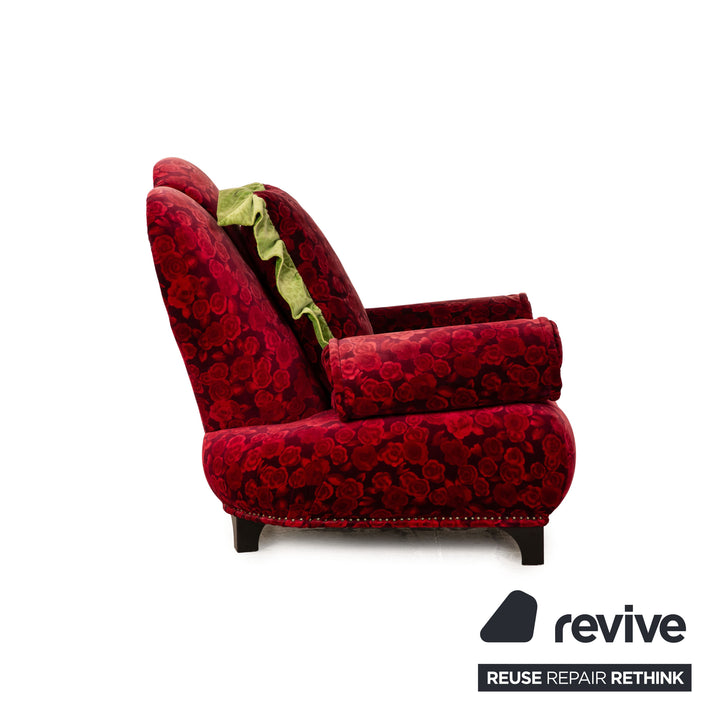 Bretz Stoff Sessel Rot inkl. Hocker