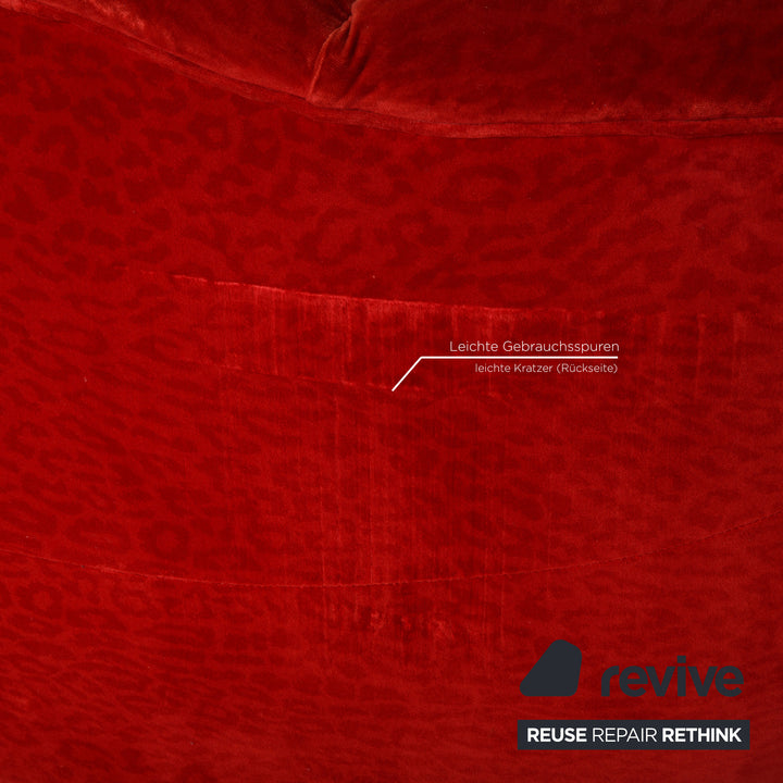 Bretz Stoff Sofa Garnitur Orange Zweisitzer Hocker