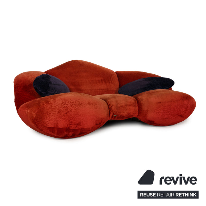 Bretz Stoff Sofa Garnitur Orange Zweisitzer Hocker