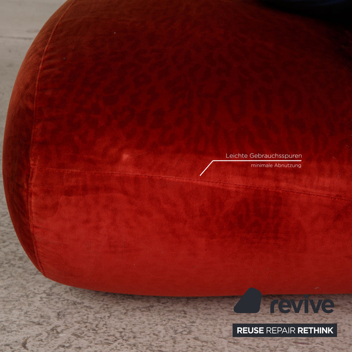 Bretz Stoff Sofa Garnitur Orange Zweisitzer Hocker