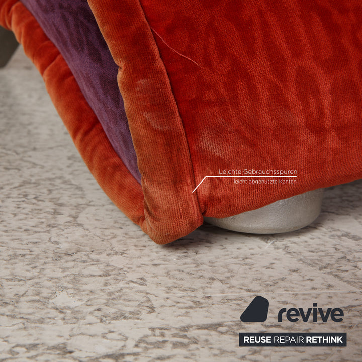 Bretz Stoff Sofa Garnitur Orange Zweisitzer Hocker