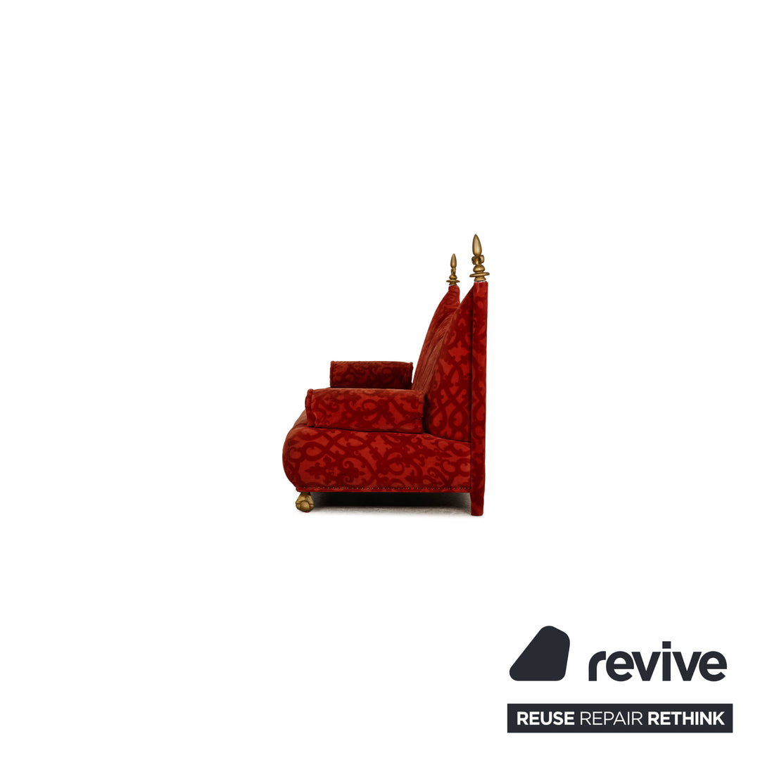 Bretz Stoff Sofa Garnitur Rot Dreisitzer Sessel Hocker