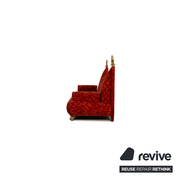 Bretz Stoff Sofa Garnitur Rot Dreisitzer Sessel Hocker