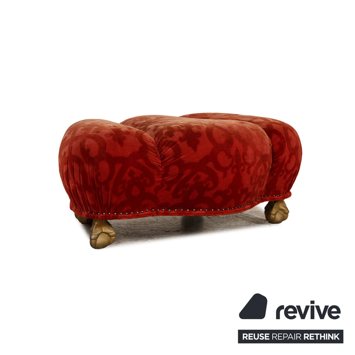 Bretz Stoff Sofa Garnitur Rot Dreisitzer Sessel Hocker