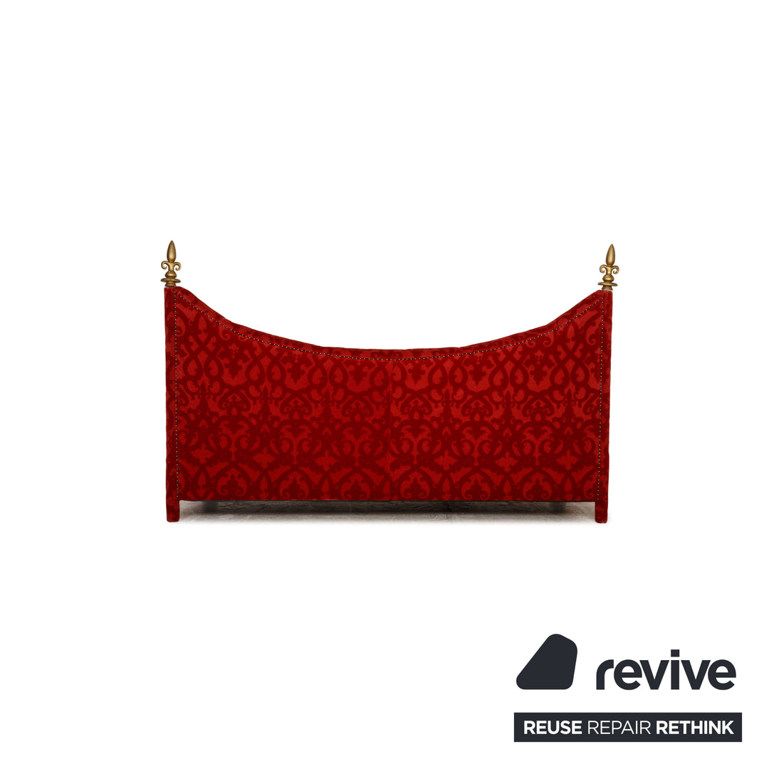 Bretz Stoff Sofa Garnitur Rot Dreisitzer Sessel Hocker