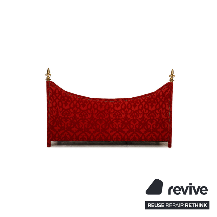 Bretz Stoff Sofa Garnitur Rot Dreisitzer Sessel Hocker