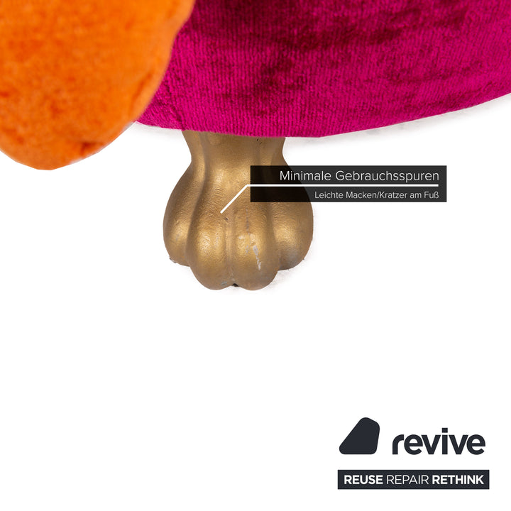 Bretz Sunny Coffee Table Glass Fabric Pink Orange side table