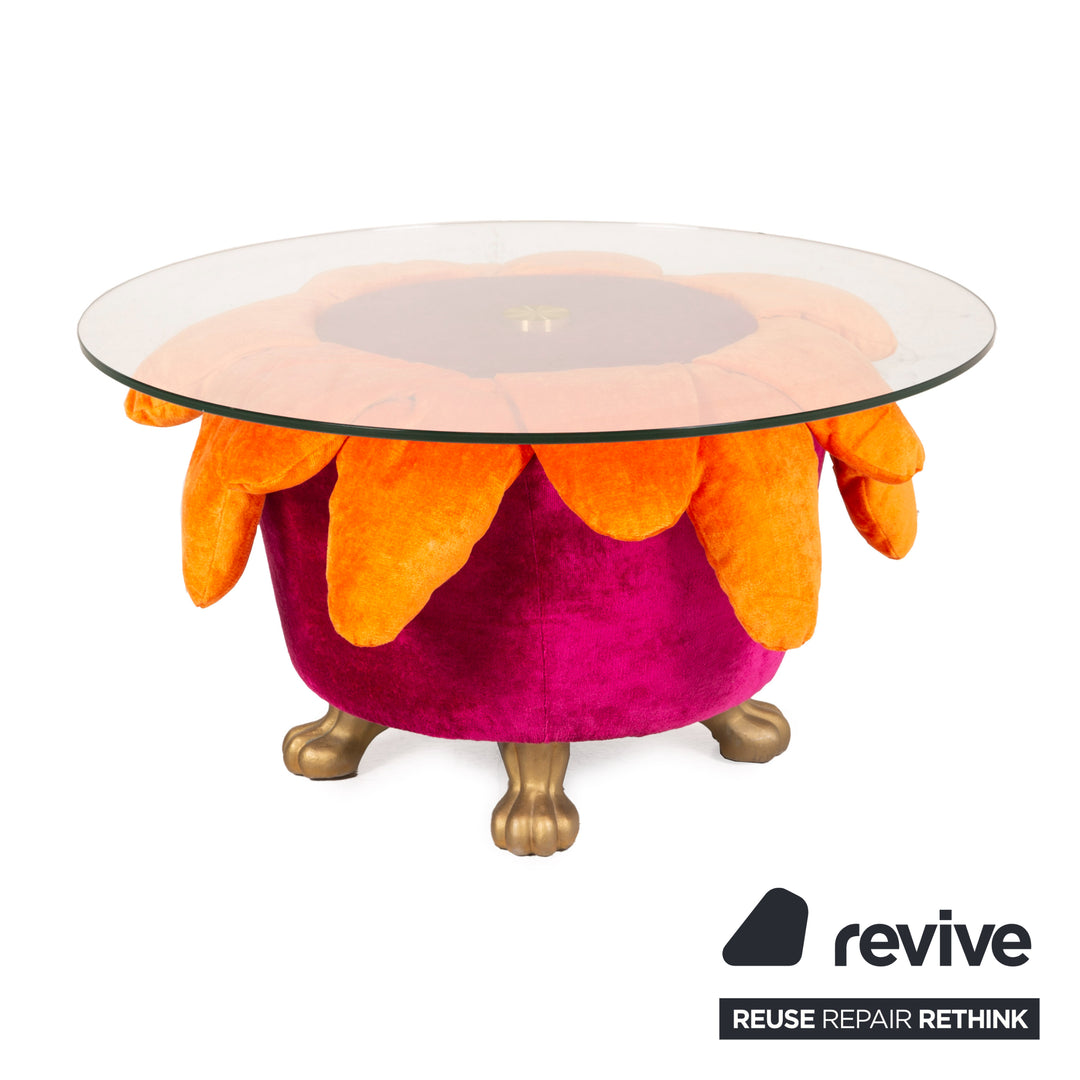 Bretz Sunny Coffee Table Glass Fabric Pink Orange side table