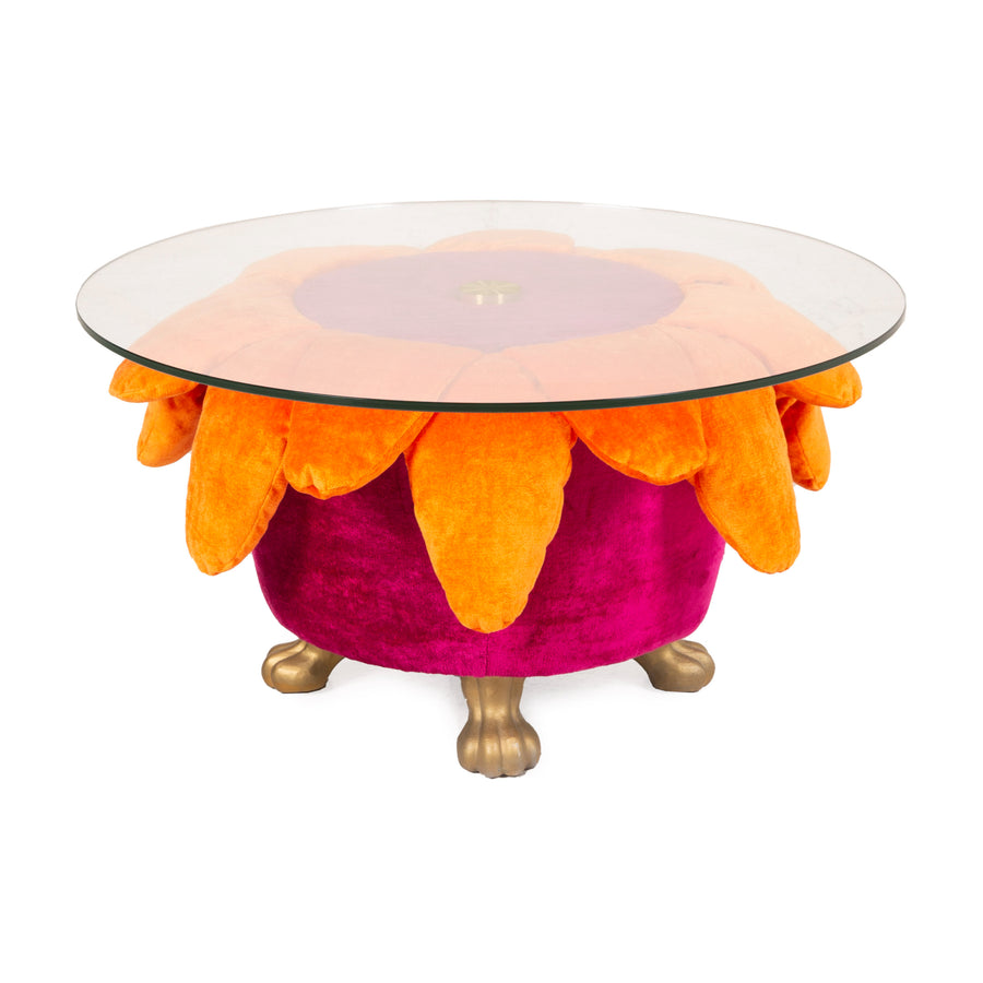 Bretz Sunny Coffee Table Glass Fabric Pink Orange side table