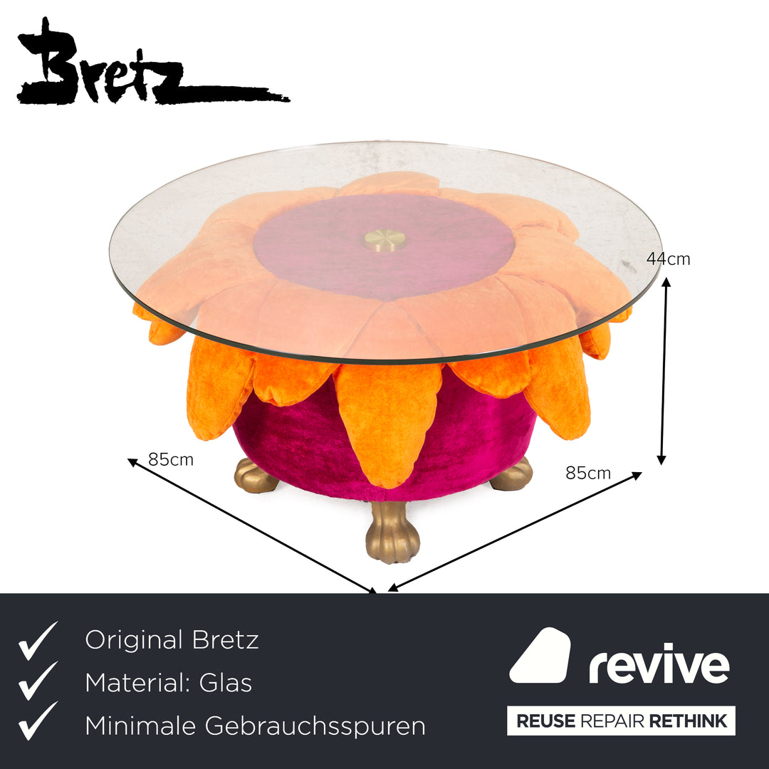 Bretz Sunny Coffee Table Glass Fabric Pink Orange side table