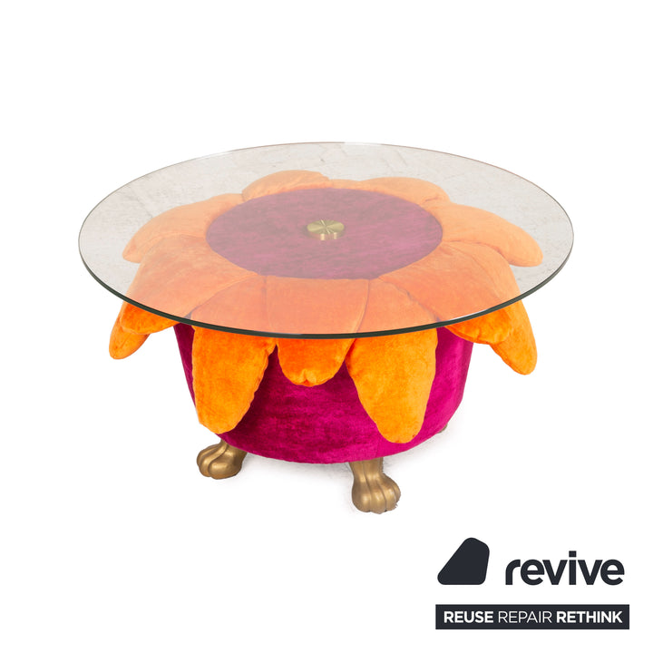 Bretz Sunny Coffee Table Glass Fabric Pink Orange side table