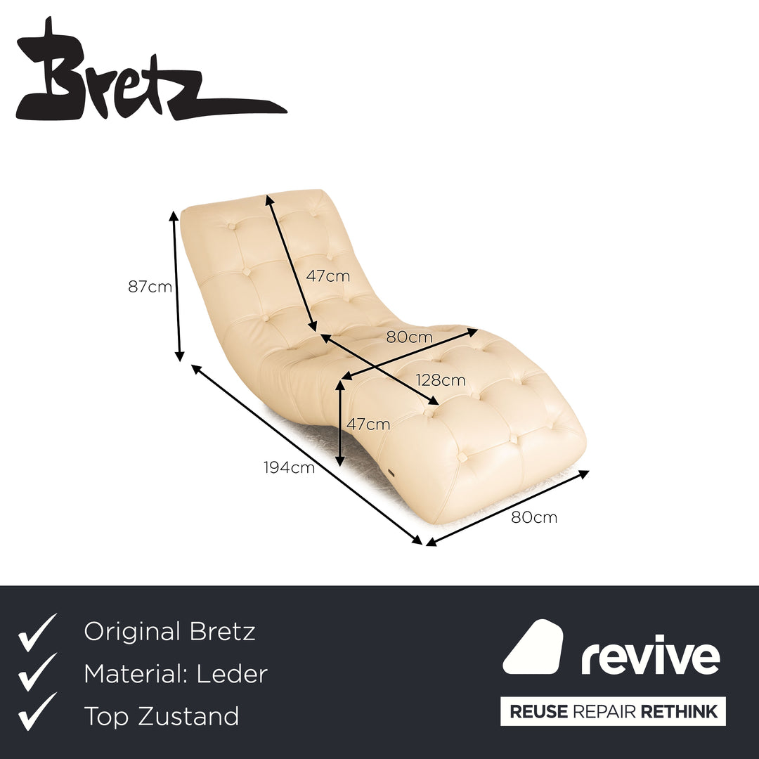 Bretz Tiziana Chaise Longue en Cuir Crème